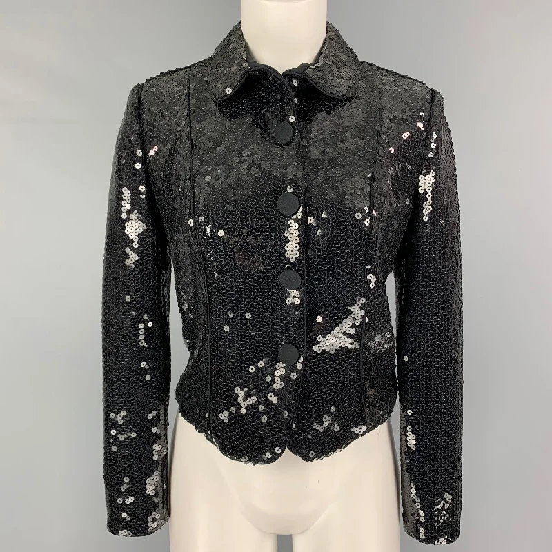 Stock Clearance GIORGIO ARMANI Size M Black Sequined Cropped Jacket
