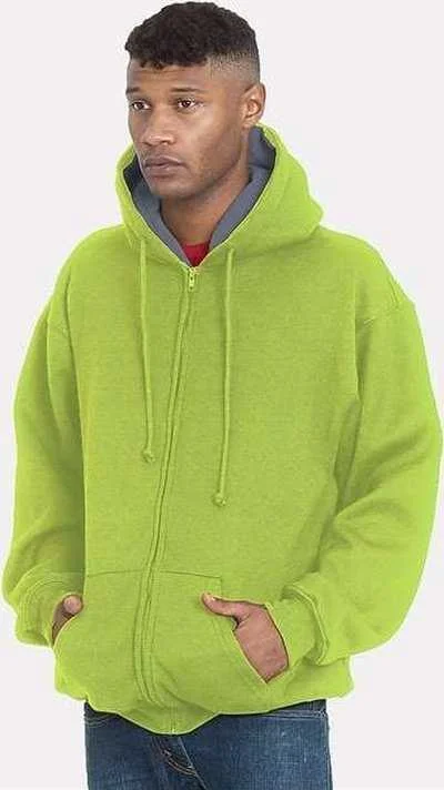 Friends and Family Sale Bayside 940 USA-Made Super Heavy Thermal Lined Full-Zip Hooded Sweatshirt - Lime Green Dark Gray Friends and Family Sale Bayside 940 USA-Made Super Heavy Thermal Lined Full-Zip Hooded Sweatshirt - Lime Green Dark Gray