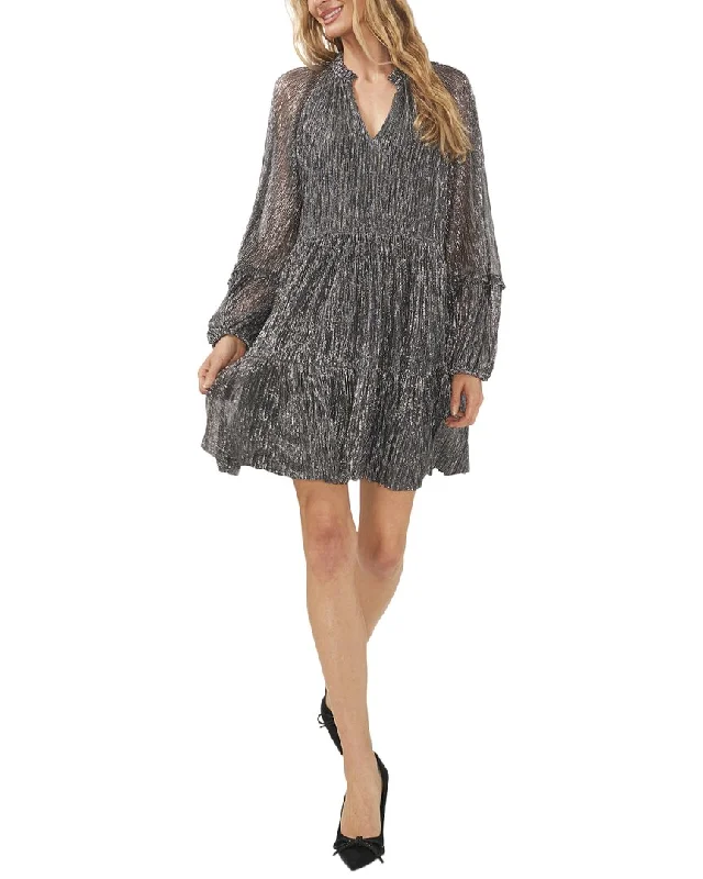 Big Savings Cece V Neck Lurex Babydoll Dress