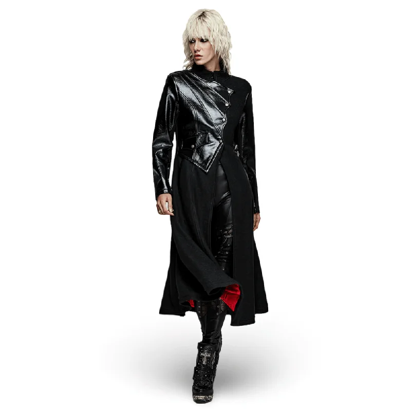 Online Exclusive Faux Leather Wool Blend Gothic Coat