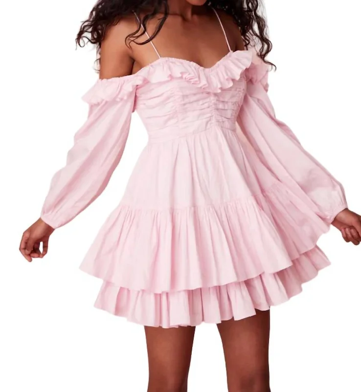 Clearance Sale Zennia Off The Shoulder Mini Dress In Pink Lotus