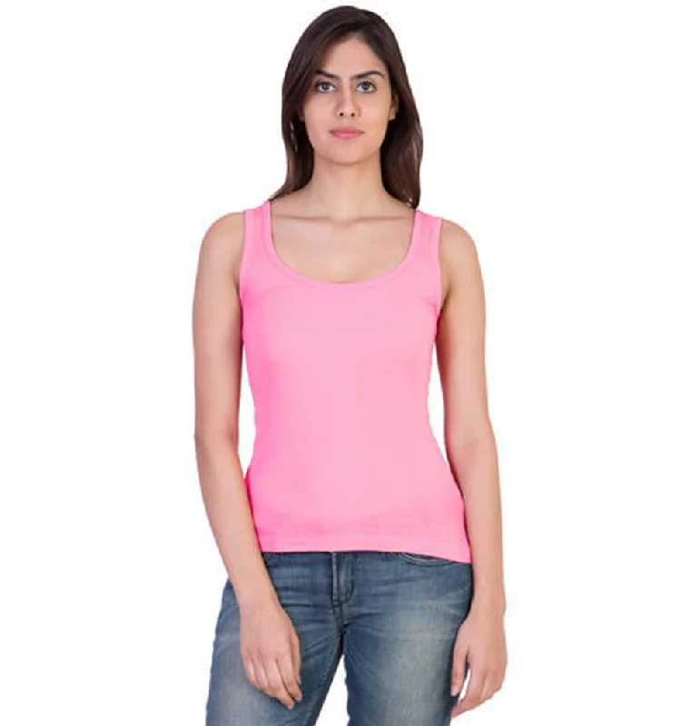 Deal Dash Plain Pink Tank Top for Women