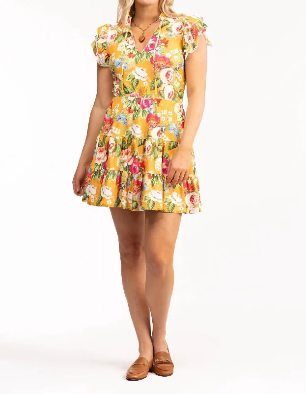 Act Fast Maeve Dress In Buttercream Garden