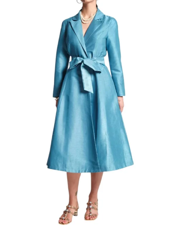 Deal Explosion Lucille Wrap Dress In Dupion Blue