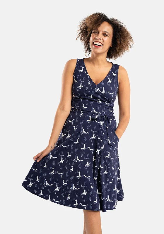 Weekend Special Keiko Whales Print Cotton Dress