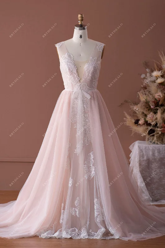 Massive Deals Dusty Rose Bridal Gown with Detachable Overskirt
