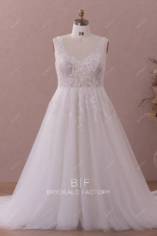 Mega Sale Straps Beaded Lace Sequin Tulle Wedding Dress