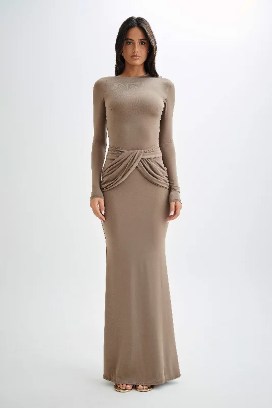 Instant Discount Halcyon Long Sleeve Slinky Maxi Dress - Coco