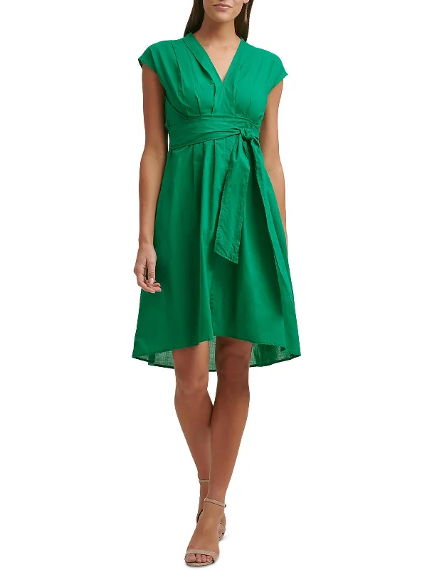 Super Deal Plus Womens Tie Waist V-Neck Wrap Dress