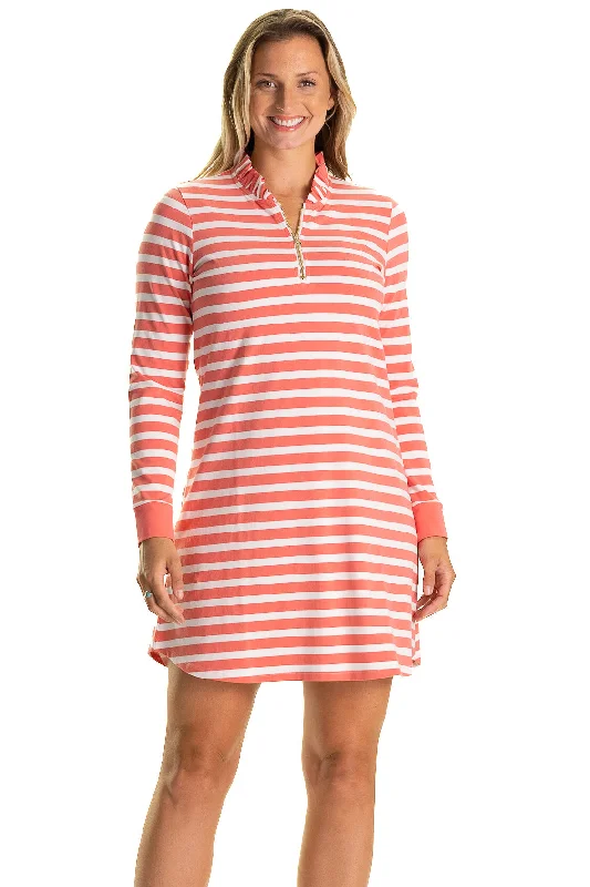 Buy Now The Solange Dress in Coral & White Stripe