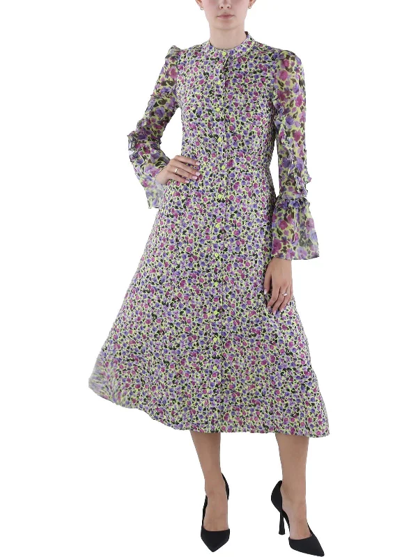Mega Sale Womens Floral Print Mid Calf Midi Dress