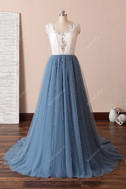 Weekend Deal Classy Two-tone Illusion Lace Tulle Wedding Dress