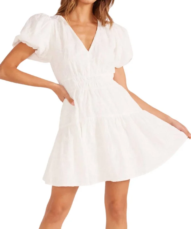 Value Deals Neve Puff Sleeve Mini Dress In Ivory