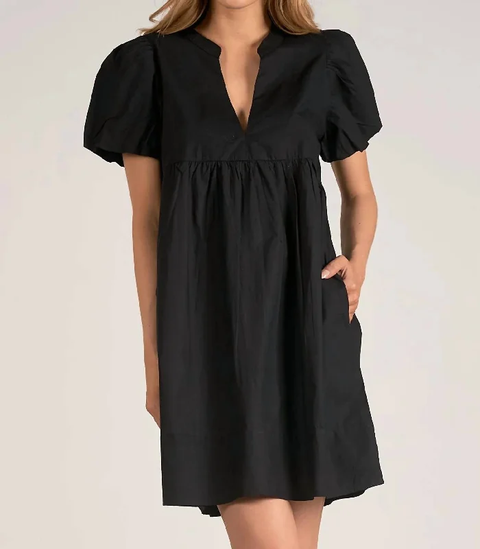 Instant Discount V Neck Black Dress