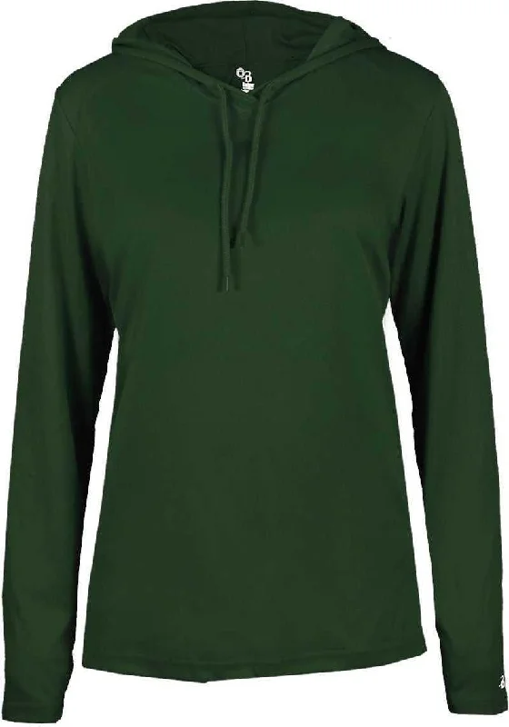 Stock Clearance Badger Sport 4165 B-Core Long Sleeve Ladies Hoodie Tee - Forest