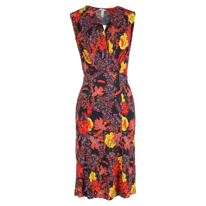 Last Chance Erdem Knee-Length Floral Print Dress in Multicolor Viscose
