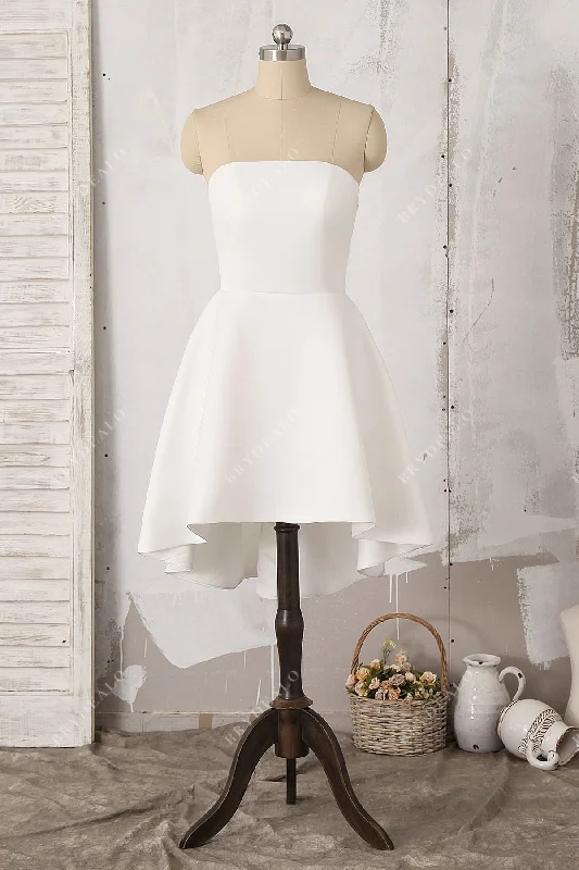 Discount Extravaganza Simple Strapless Short Hi-Lo Bridal Shower Dress