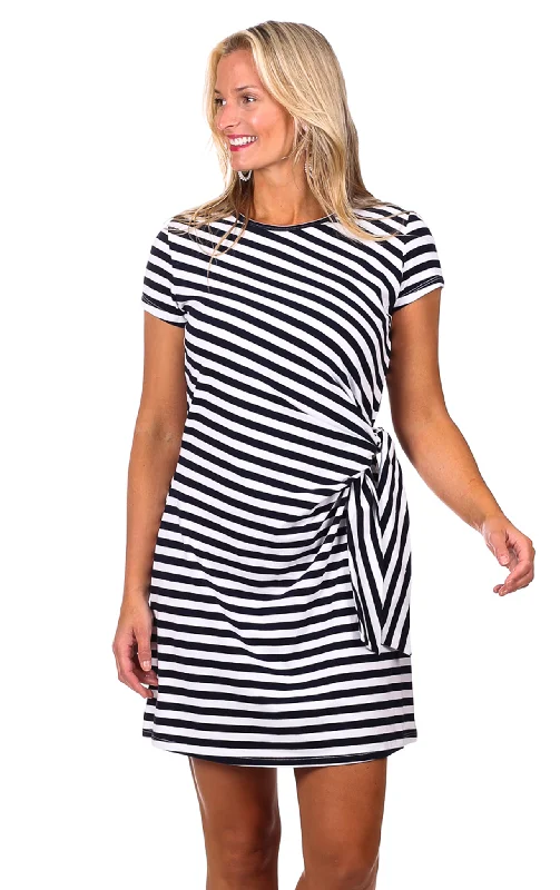 Closeout Lexi Dress in Navy Stripe