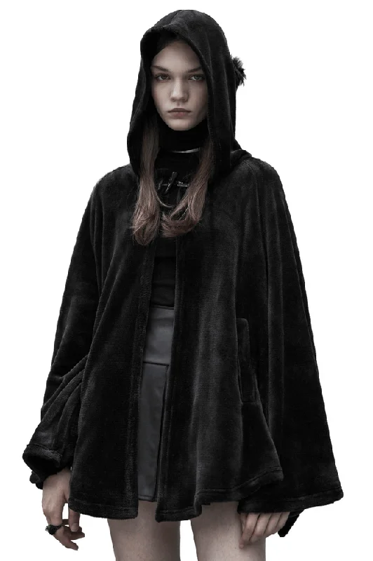 Deal Alert Moon Embroidered Dark Velvet Hooded Cloak Jacket