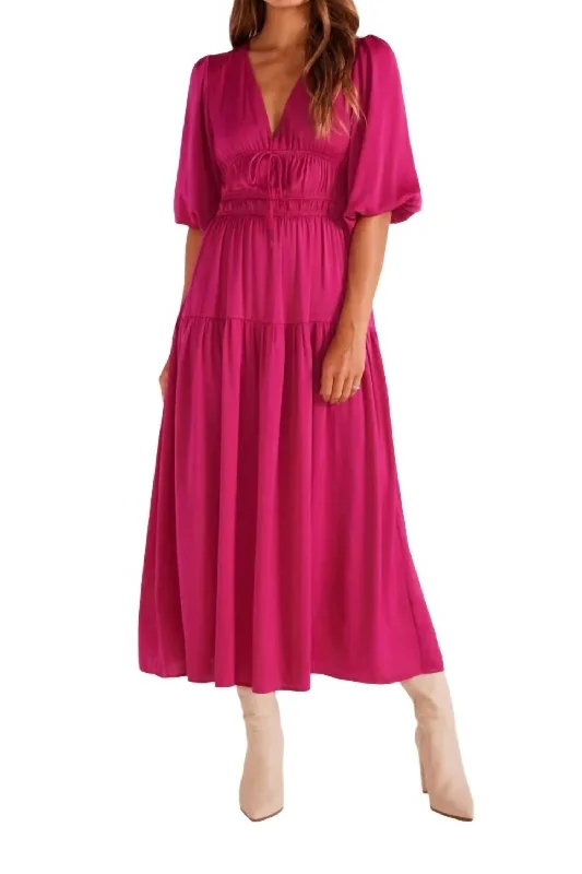Savings Event Safira Midi Dress In Berry
