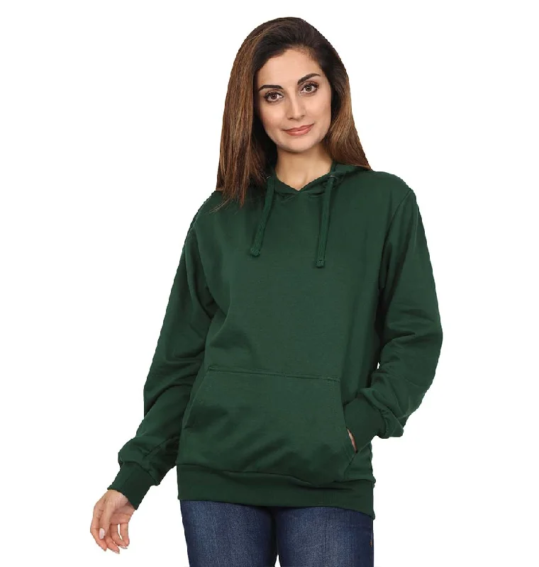 Warehouse Sale Plain Dark Green Hoodie Sweatshirt for Women
