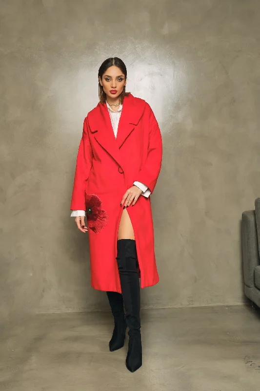 Limited Availability RED CASHMERE POPPY COAT REV228