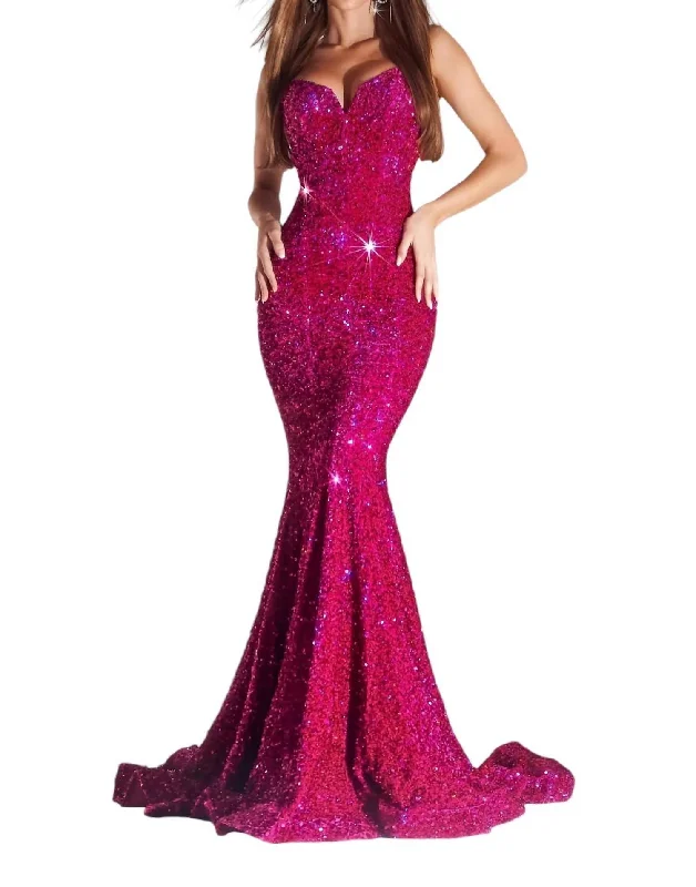 Special Promotion Strapless Long Prom Dress In Magenta