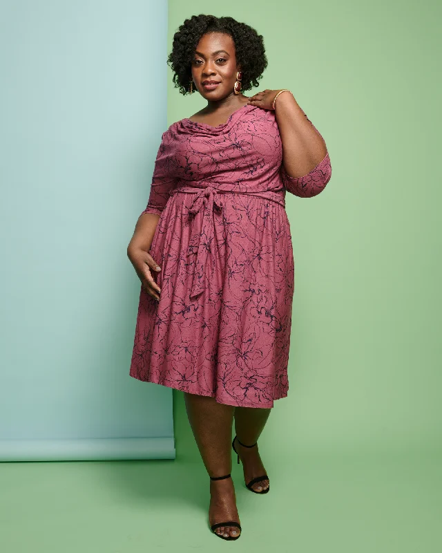 Savings Bonanza Sterling Cowlneck Dress | Pink / White