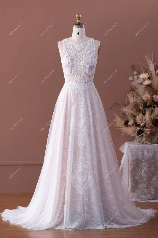 Special Price Designer Lace Sleeveless Boho Wedding Dress