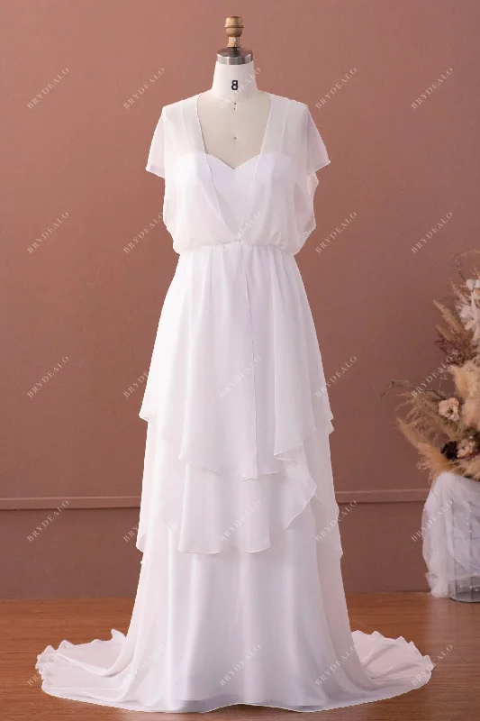 Exclusive Deal Simple A-line Chiffon Wedding Dress with Bridal Jacket