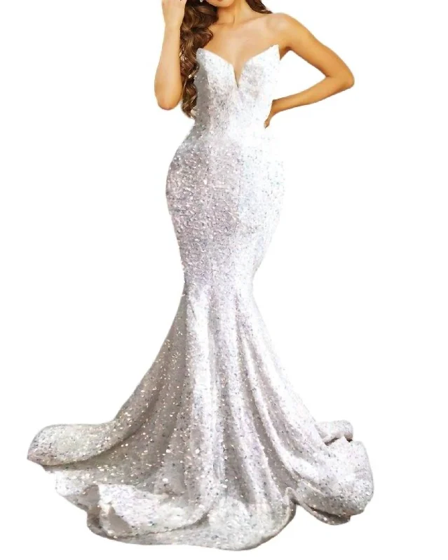 Price Slash Strapless Long Prom Dress In Ivory