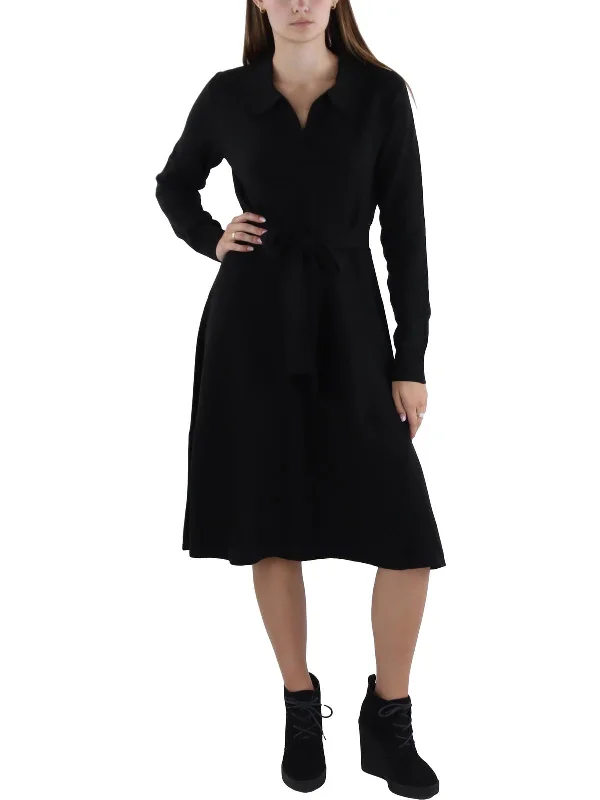 Can't Miss Womens Knit Knee Length Sweaterdress