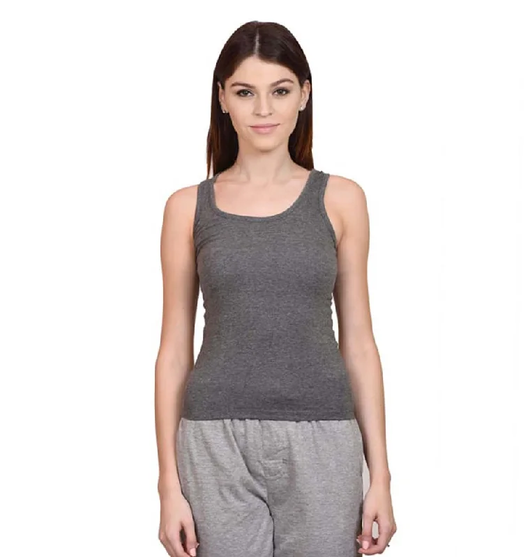 Deal Explosion Plain Charcoal Tank Top for Women