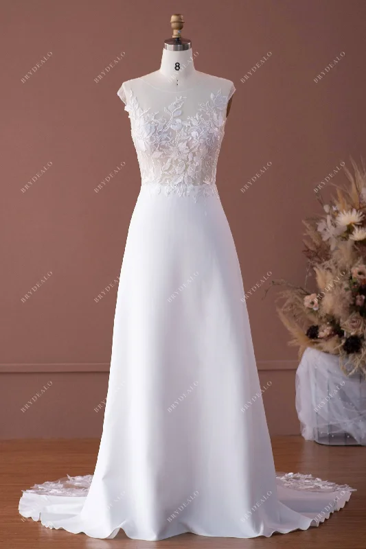 Buy More, Save More Elegant Cap Sleeve Lace Crepe Mermaid Bridal Gown