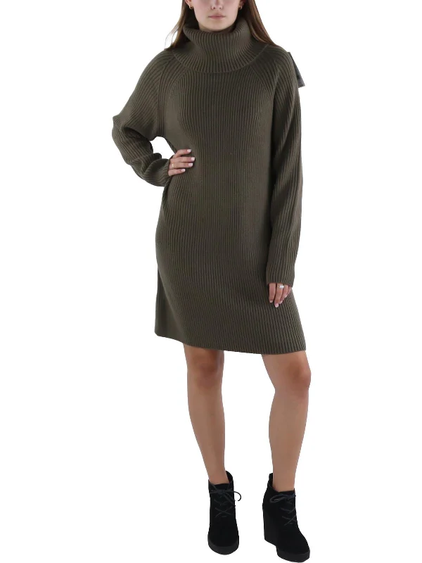 Shop and Save Womens Above Knee Ribbed Sweaterdress