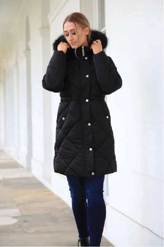 Take Advantage Double Second Lux Satin Long Puffer Coat