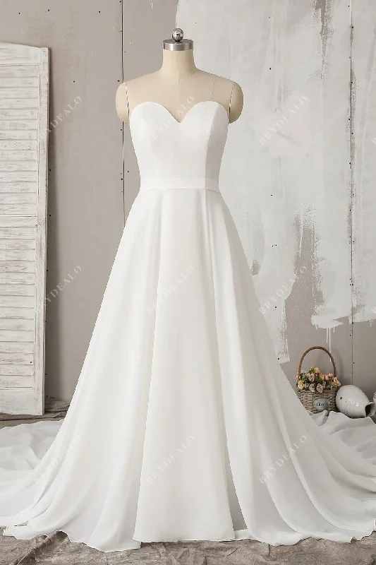 Inventory Reduction Simple Sweetheart Chiffon Long Wedding Dress