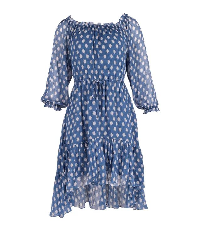 Seasonal Clearance Diane Von Furstenberg Camila Off The Shoulder Dress in Blue Silk