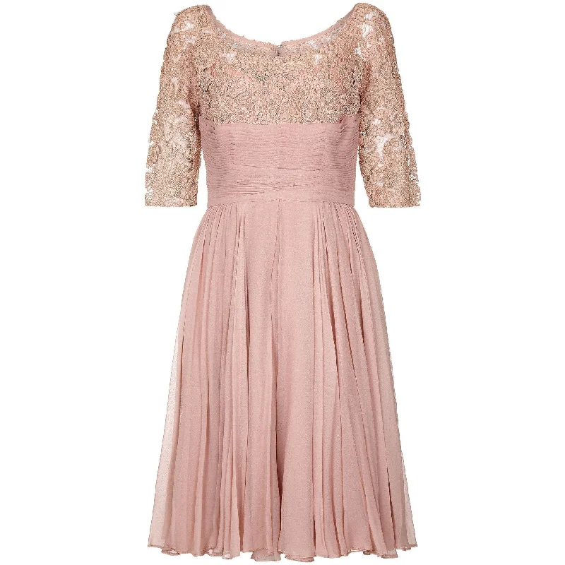 Shop and Save 1960s Edward Abbott Dusky Pink Corded Lace and Silk Chiffon Dress