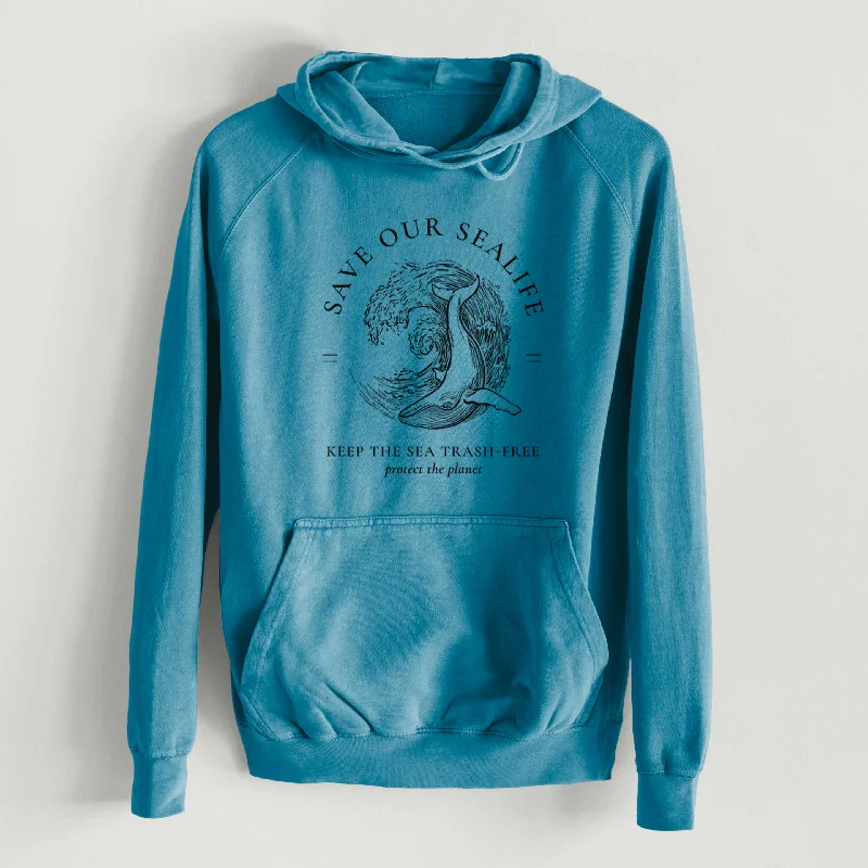 Flash Deals Save our Sealife - Keep the Sea Trash-Free  - Mid-Weight Unisex Vintage 100% Cotton Hoodie