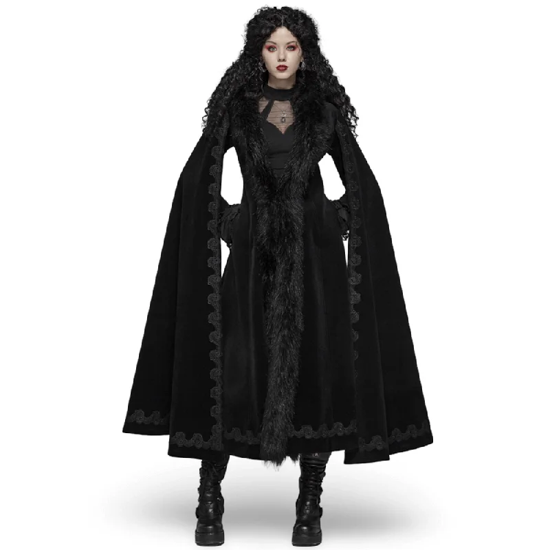 Hot Deal Enchanting Gothic Vintage Velvet Long Coat with Fur