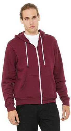 Extra Savings Bella + Canvas 3739 Unisex Poly-Cotton Fleece Full-Zip Hooded Sweatshirt - Maroon Extra Savings Bella + Canvas 3739 Unisex Poly-Cotton Fleece Full-Zip Hooded Sweatshirt - Maroon
